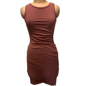 Treasure & Bond Ruched Side Sleeveless Tank Dress Mauve Size XS